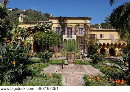 Menton, France - April 17, 2022: Val Rahmeh-menton Botanical Garden From The Sea Town Of Menton On T