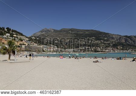 Menton, France - April 17, 2022: Details From The Sea Town Of Menton On The French Riviera During A 