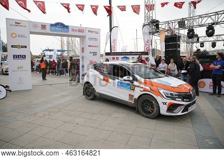 Mugla, Turkey - April 17, 2022: Sinan Soylu With Renault Clio Rally5 Of Renault Clio Trophy Turkiye 