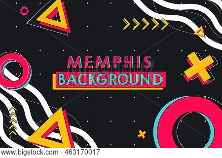 Modern Memphis Black Background With Colorful Memphis Shapes Vector Design Illustration