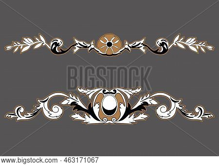 Greek Decorative Element Flower, Greek Vector Shape, Stucco Decoration, Cartouche