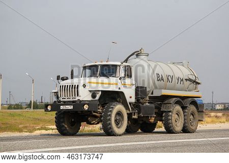 Novyy Urengoy, Russia - August 3, 2013: Sanitary Truck Ural-4320 In The City Street.