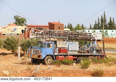 Rabat - Sale - Kenitra, Morocco - September 28, 2019: Mobile Drilling Rig Ccc At A Countryside.