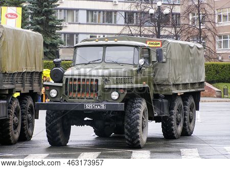 Chelyabinsk, Russia - May 9, 2007: Russian Army Truck Ural-4320 At The Victory Parade.
