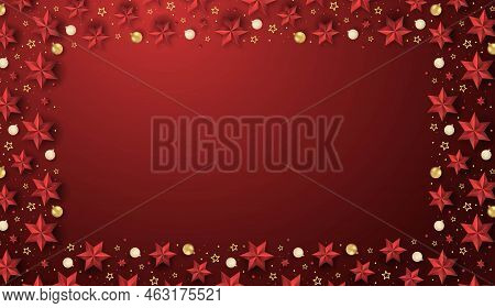 Merry Christmas Frame Background Red Vector Design Illustration