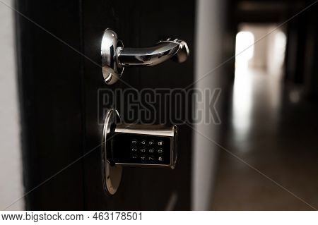 Door To The Apartment With A Combination Lock. Keyless Entry.