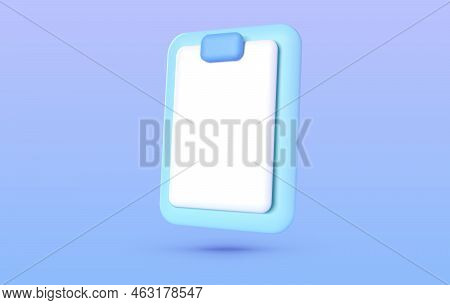 Document 3d On White Background. Document Template Design. 3d Render Vector Illustration