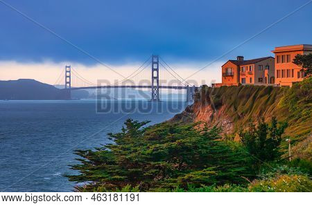 San Francisco, United States - July 1, 2012 : The Magnificant View At Night Over The Pacific And The