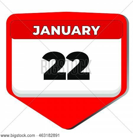 22 January Vector Icon Calendar Day. 22 Date Of January. Twenty Second Day Of January. 22th Date Num