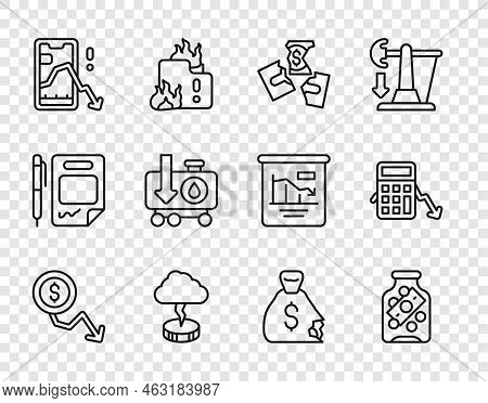 Set Line Dollar Rate Decrease, Glass Money Jar With Coin, Tearing Banknote, Storm, Mobile Stock Trad