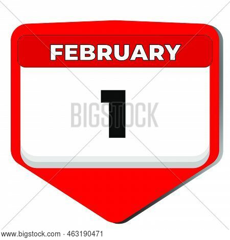 1 February Vector Icon Calendar Day. 1 Date Of February. First Day Of February. 1st Date Number. 1 D