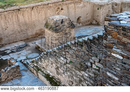The High Angle View Of The Stairs Of Amluk Dara Stupa In The Swat Valley