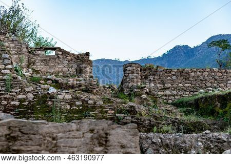 Amulak Dara Stupain Swat Valley. Stupa In Swat, It Is Unprotected And Is Being Damaged By Treasure S