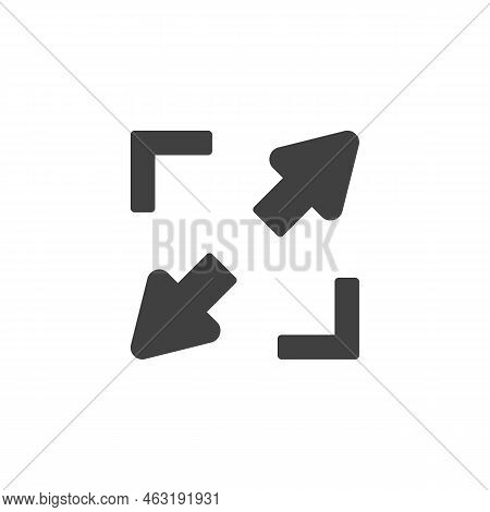 Full Screen Arrows Vector Icon. Filled Flat Sign For Mobile Concept And Web Design. Expand, Enlarge 
