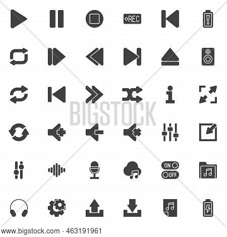 Media Player Ui Vector Icons Set, Modern Solid Symbol Collection, Filled Style Pictogram Pack. Audio