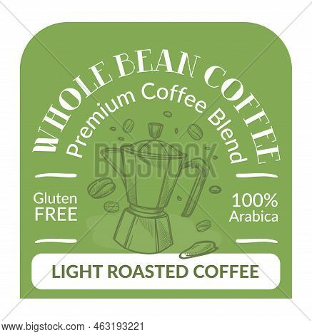Whole Bean Coffee, Premium Blend Roasted Label