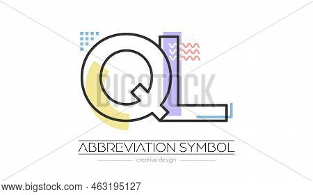 Letters Q And L. Merging Of Two Letters. Initials Logo Or Abbreviation Symbol. Vector Illustration F