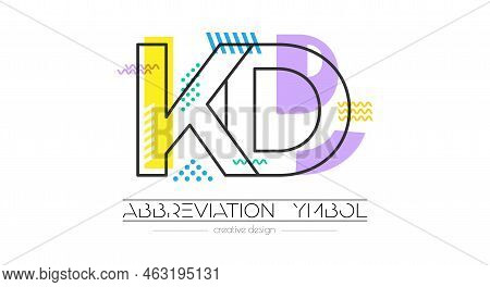 Letters K And D. Merging Of Two Letters. Initials Logo Or Abbreviation Symbol. Vector Illustration F