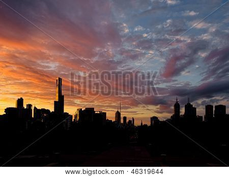 Západ slunce nad Melbourne