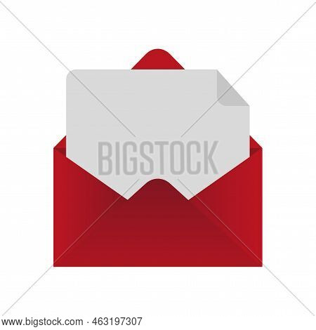 Red Envelope In Classic Style. Email Icon. Vector Illustration. Stock Picture.