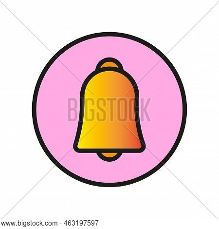 Flat Bell Circle Icon. Simple Flat Symbol. Round Clock. Bell Notice. Call Symbol. Vector Illustratio