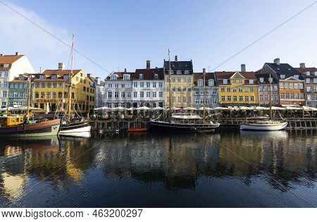 Copenhagen, Denmark. October 2022.  The Colorful Houses Of The 17th And 18th Centuries On The Nyhavn