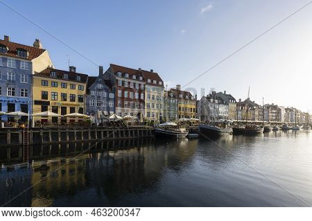 Copenhagen, Denmark. October 2022.  The Colorful Houses Of The 17th And 18th Centuries On The Nyhavn