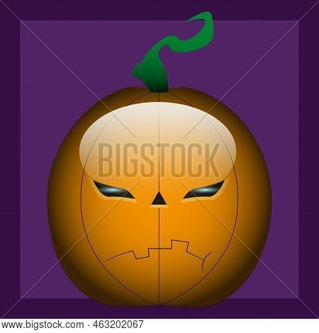 Vector Sticker Of A Discontent Halloween Pumpkin For Avatars, Decoration, Websites, Any Personal Use