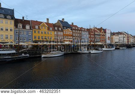 Copenhagen, Denmark. October 2022.  The Colorful Houses Of The 17th And 18th Centuries On The Nyhavn
