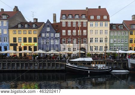 Copenhagen, Denmark. October 2022.  The Colorful Houses Of The 17th And 18th Centuries On The Nyhavn