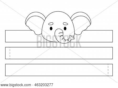 Printable Elephant Paper Crown. Diy Cut Party Ribbon Template For Birthday, Christmas, Baby Shower. 