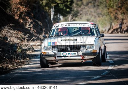 Novella, Corsica, France - 7th October 2022: Alain Curty And Cyril Picoche Compete In Their Peugeot 