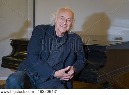 Madrid, Spain, 09,28,2022: Portrait Of The Spanish Composer And Singer Amancio Prada In An Interior 