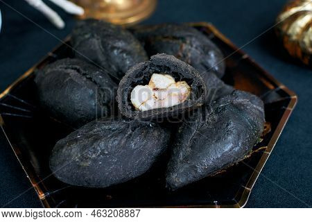Black Meat Pie. Dishes For Halloween. Kibinai, Kybyn, Or Kibin- A Meat Pie, A National Dish Of The L