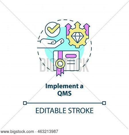 Implement Qms Concept Icon. Quality Management System. Improving Product Abstract Idea Thin Line Ill