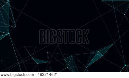 Vector Business Futuristic Backdrop. Network Connection Structure Cyberspace With Moving Particles. 