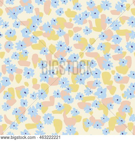 Vector Small Ditsy Flower Illustration Seamless Repeat Pattern