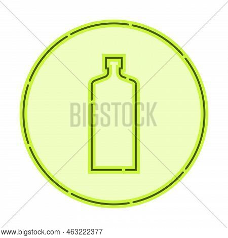Illustration Of Bottle Of Schnapps In Flat Style In Form Of Thin Lines. In The Form Of Background Is