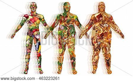 Food And Health Transformation From Healthy To Unhealthy Eating And Bad Diet Choices Or Nutrition Ch