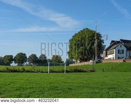 the village of grieth at the rhine river