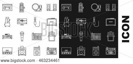 Set Line Dj Remote For Playing And Mixing Music, Guitar Pedal, Amplifier, Microphone, Sound Audio Re