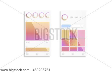Content Grid Photo App Post And Profile Interface Frame Mockup, 3d Rendering. Account And Followers 