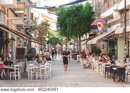 Nicosia, Cyprus - October 24, 2022: People Enjoying A Sunny Day In Cafes At Ledra Street In Central 