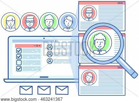 Human Resource Management And Hiring Concept. Job Interview, Recruitment Agency Program Design. Web 