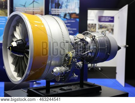 December 8, 2021, Sochi, Russia. Layout Of The Russian Pd-14 Jet Aircraft Engine