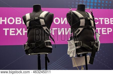 December 8, 2021, Sochi, Russia. Samples Of Industrial Exoskeletons Proexpo Company Akzo Solutions O