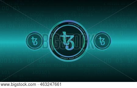 Tezos-xtz Virtual Currency Images. 3d Illustration. Coin Logo.