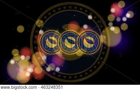 Digital Background Image Of The Terra Luna Virtual Currency. 3d Illustration.