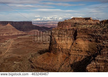 Canyon Walls Over The Shafer Trail Road In Canyonlands National Park