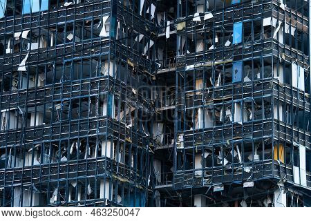 Kyiv, Ukraine - 10.10.2022. Russia's Military Aggression Against Ukraine. Business Center 101 Tower 